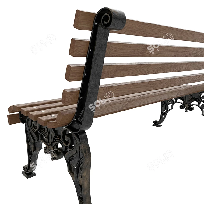 Classic City Bench in White 3D model image 3