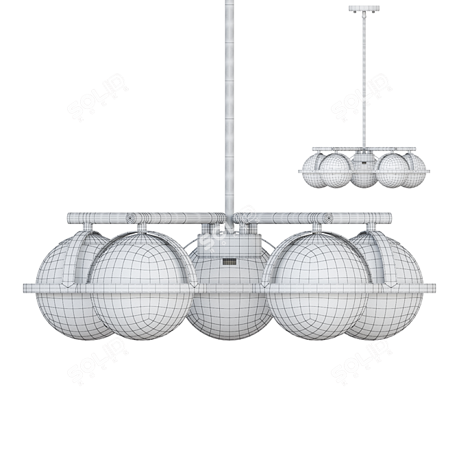 Dayana 5-Light Glass Pendant Chandelier 3D model image 4