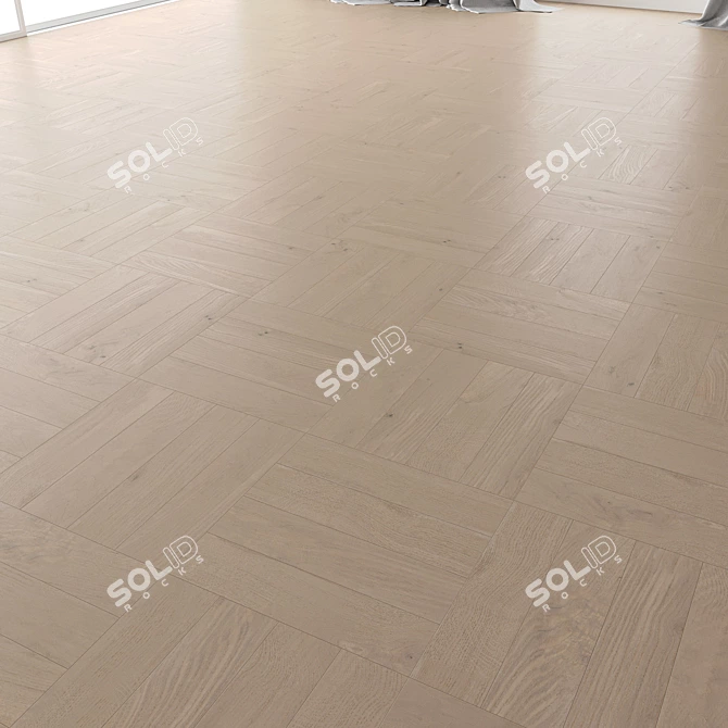 Tundra Brushed Oak Parquet Set 3D model image 2