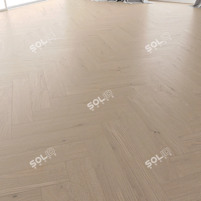 Tundra Brushed Oak Parquet Set 3D model image 4