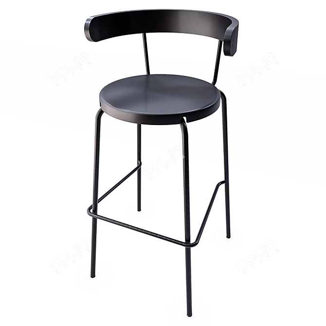 Yngvar Anthracite Bar Stool 3D model image 1