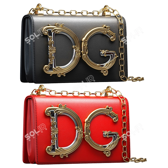 D&G Girls Mini Bag: Red + Black 3D model image 1