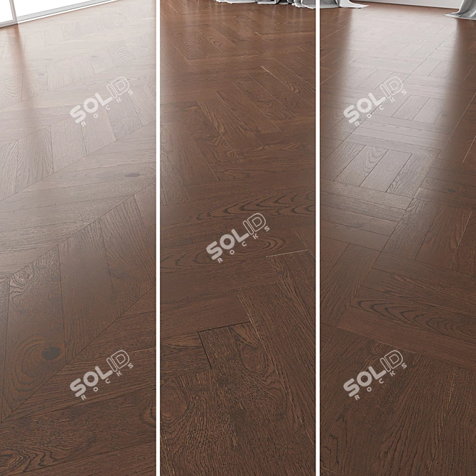 Premium Oak Parquet Set - Seal Brown WWL 3D model image 1