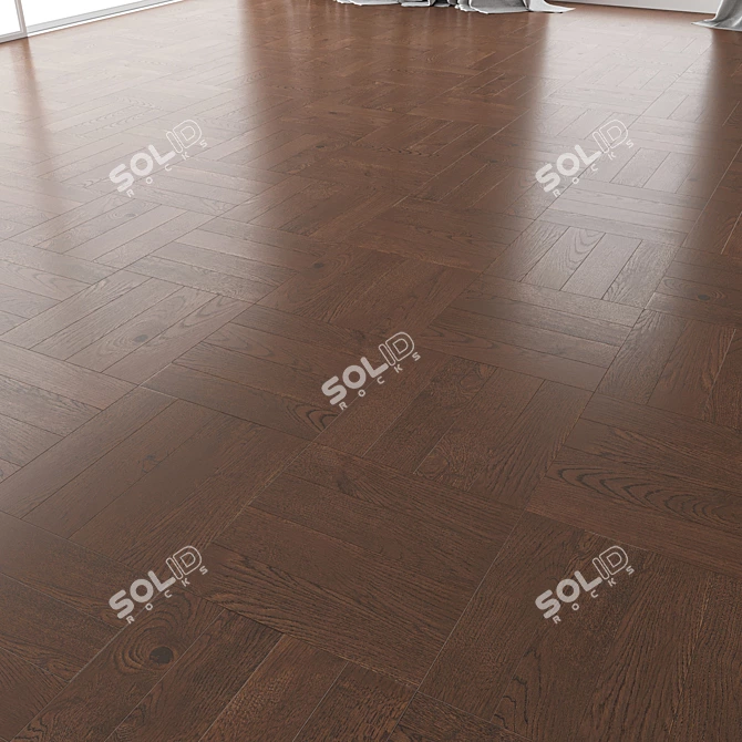 Premium Oak Parquet Set - Seal Brown WWL 3D model image 2