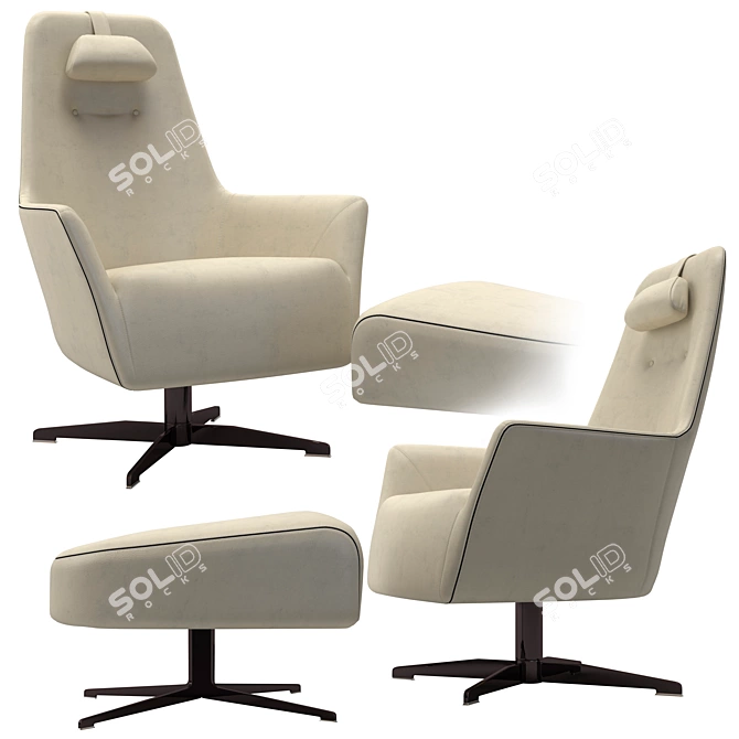 Valentina Swivel Armchair: Stylish and Comfortable 3D model image 2