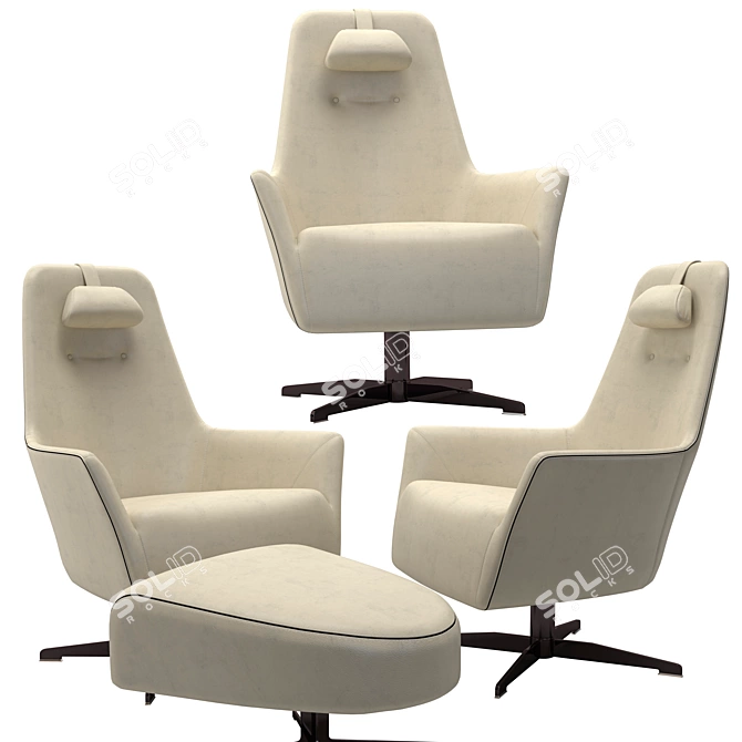 Valentina Swivel Armchair: Stylish and Comfortable 3D model image 3