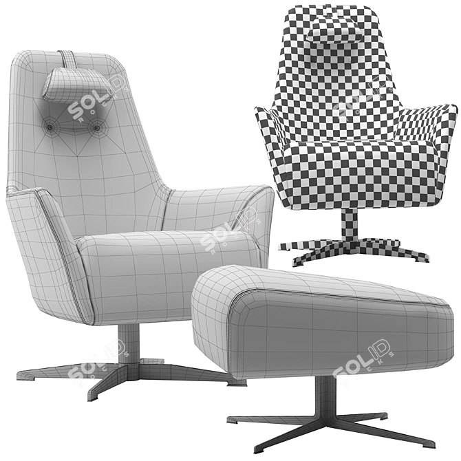 Valentina Swivel Armchair: Stylish and Comfortable 3D model image 5