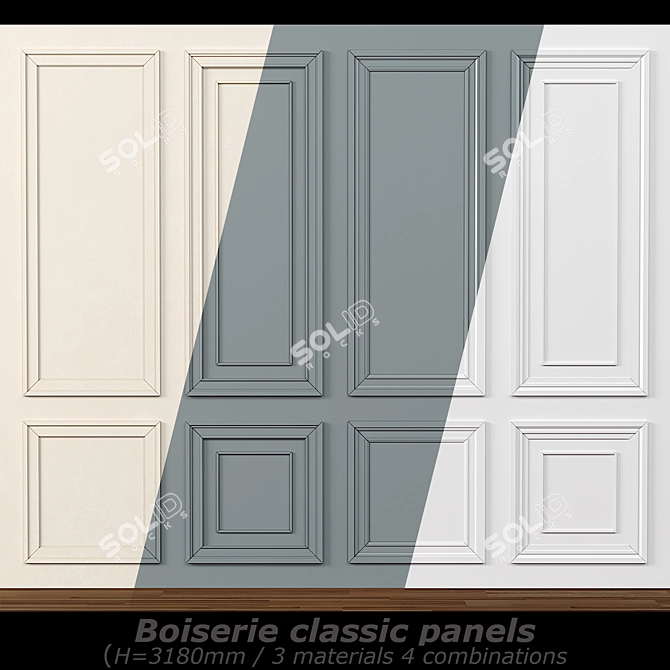 Classic Wall Molding Panels 3D model image 1