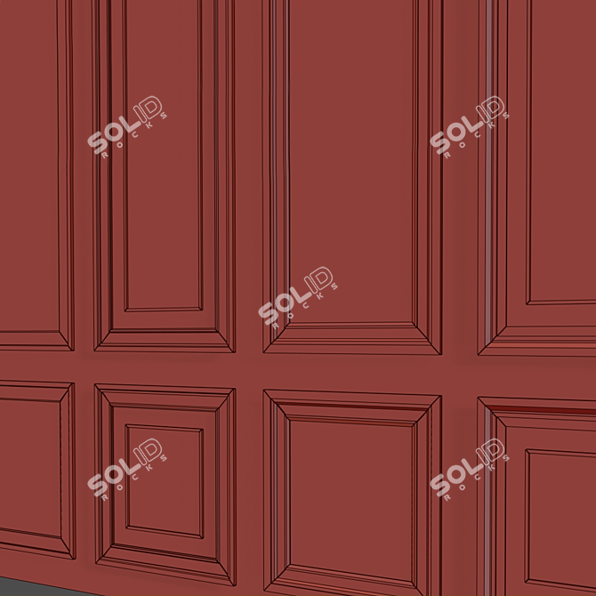 Classic Wall Molding Panels 3D model image 5