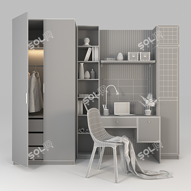 IKEA Furniture Composition with Lighting & Decor 3D model image 2