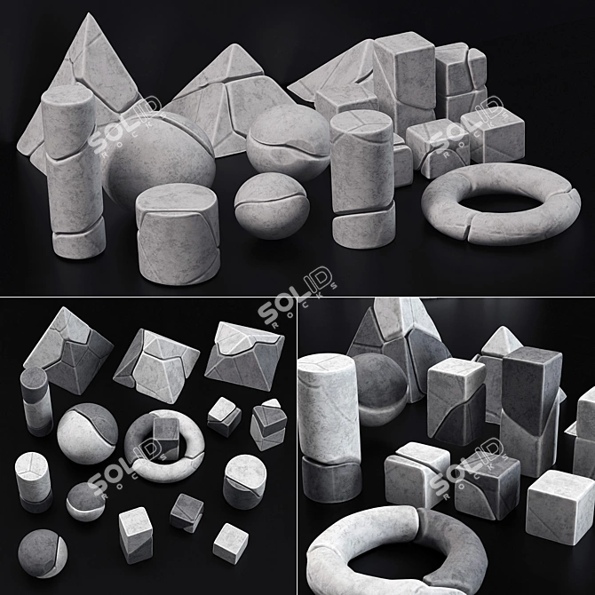 Stone Splinter Geometric Decor - Fragments of Shapes 3D model image 1