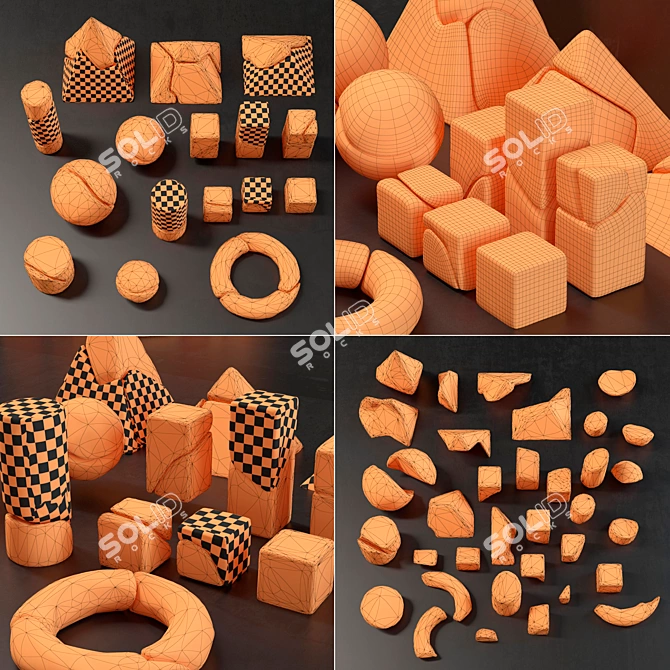 Stone Splinter Geometric Decor - Fragments of Shapes 3D model image 5