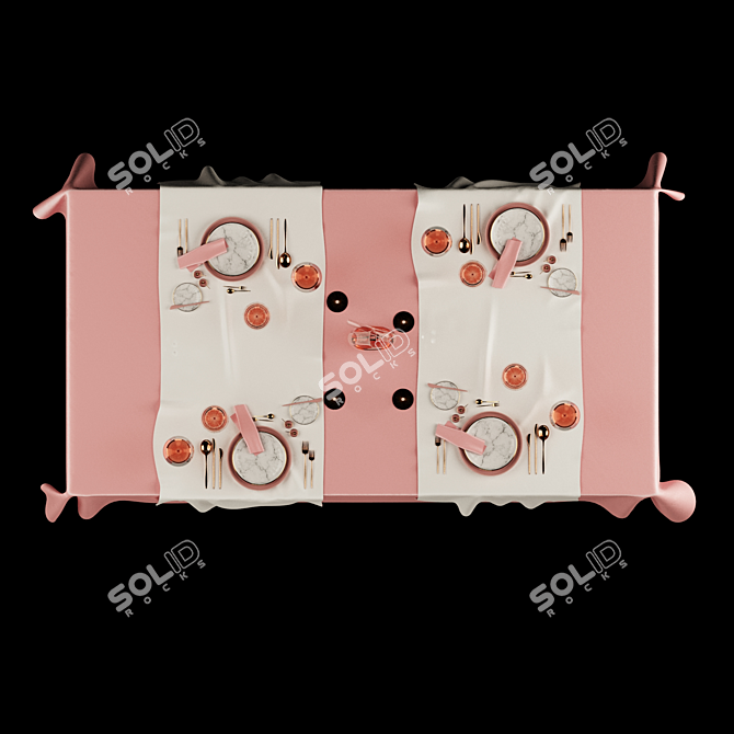 Elegant Rose Dinnerware Set 3D model image 5