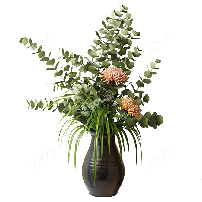 Eucalyptus Bouquet with Chrysanthemums 3D model image 1