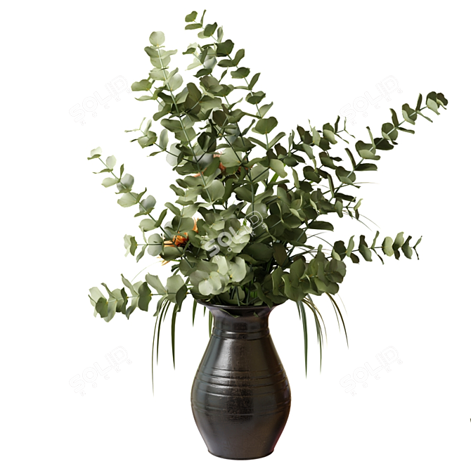 Eucalyptus Bouquet with Chrysanthemums 3D model image 3