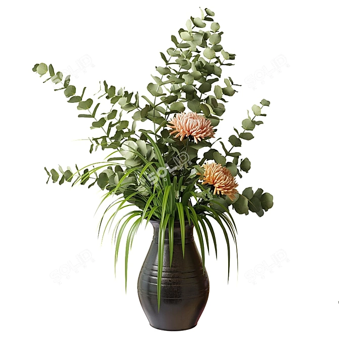 Eucalyptus Bouquet with Chrysanthemums 3D model image 4