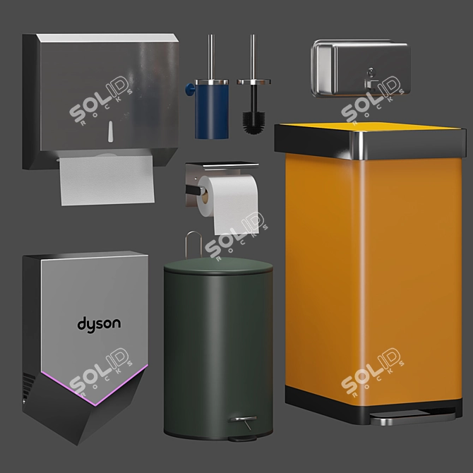 Modern Bathroom Accessories Set 3D model image 1