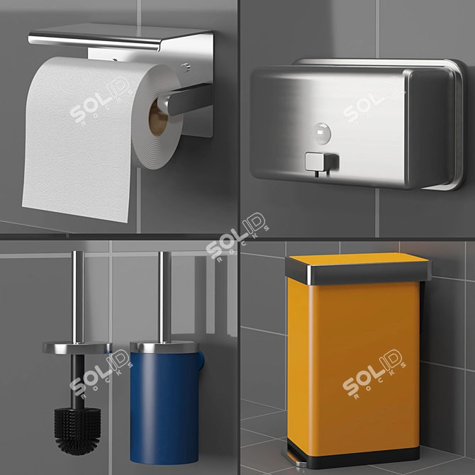 Modern Bathroom Accessories Set 3D model image 2