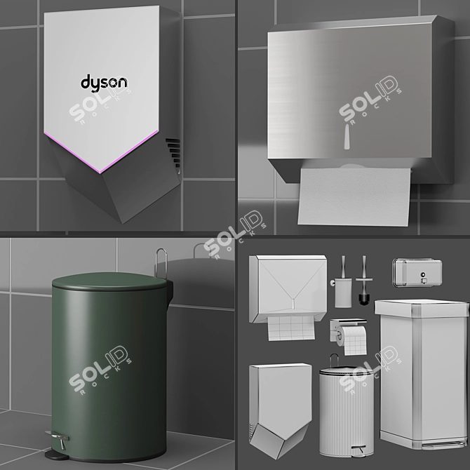 Modern Bathroom Accessories Set 3D model image 3