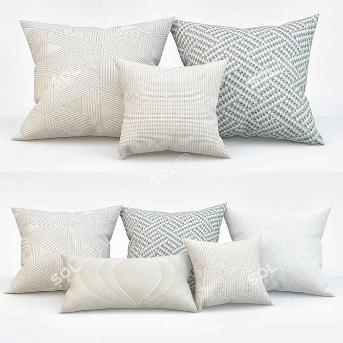 Modern Pillow Set: Sleek and Stylish 3D model image 1