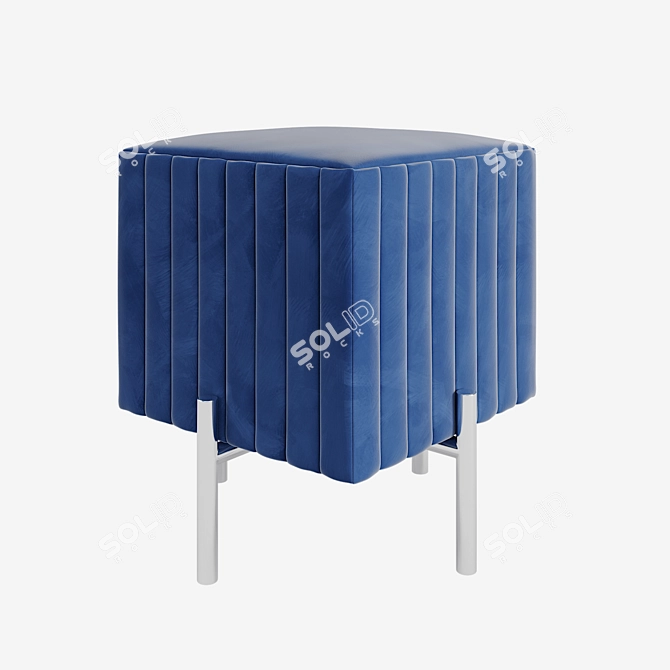 Luxury Blue Velvet Pouf 3D model image 1