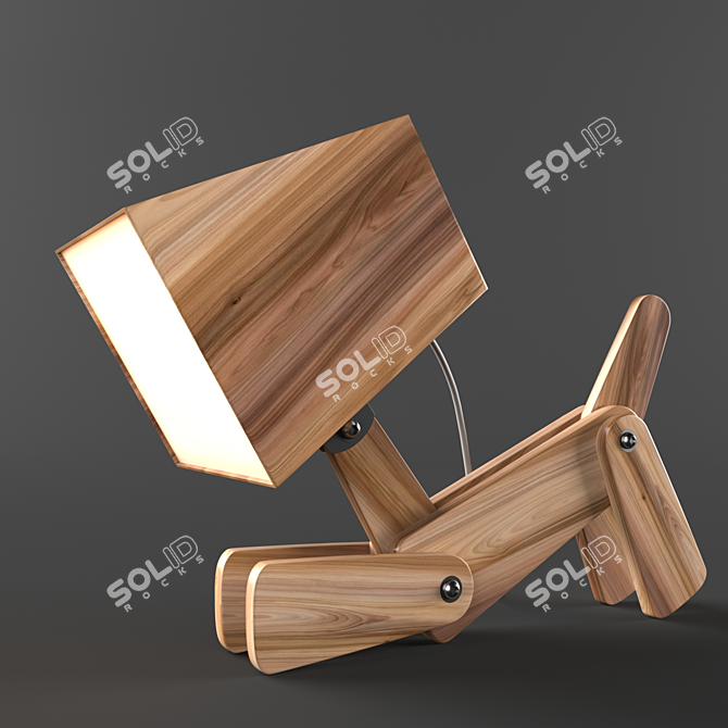 Adjustable Wooden Dogi Table Lamp 3D model image 3