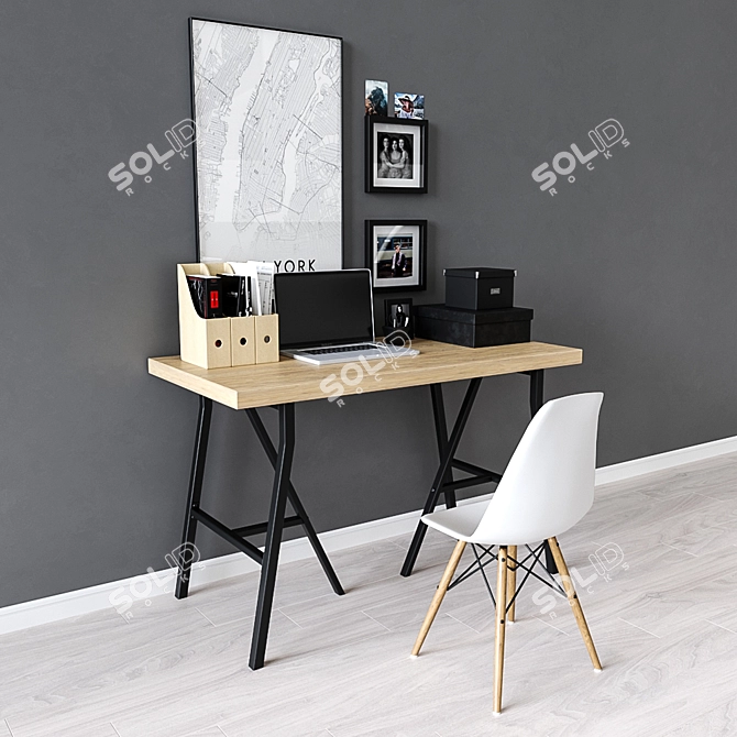 Sleek & Functional: IKEA Linnmon / Lerberg Workplace Desk 3D model image 1