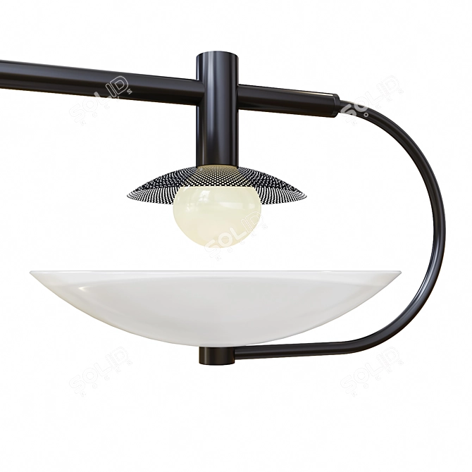 Modern Milk Glass Black Lamp 3D model image 2