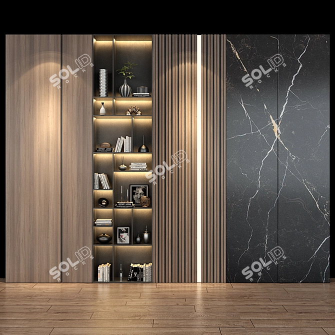 Modern Oak Cabinet Furniture 3D model image 1