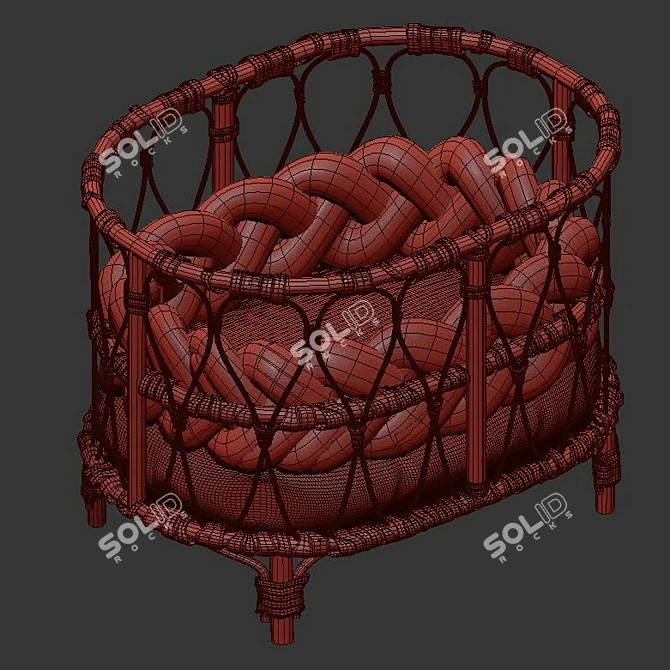 Title: Rattan Doll Bed 3D model image 5