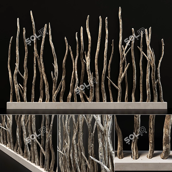 Curved Branch Planter Wall Décor 3D model image 1