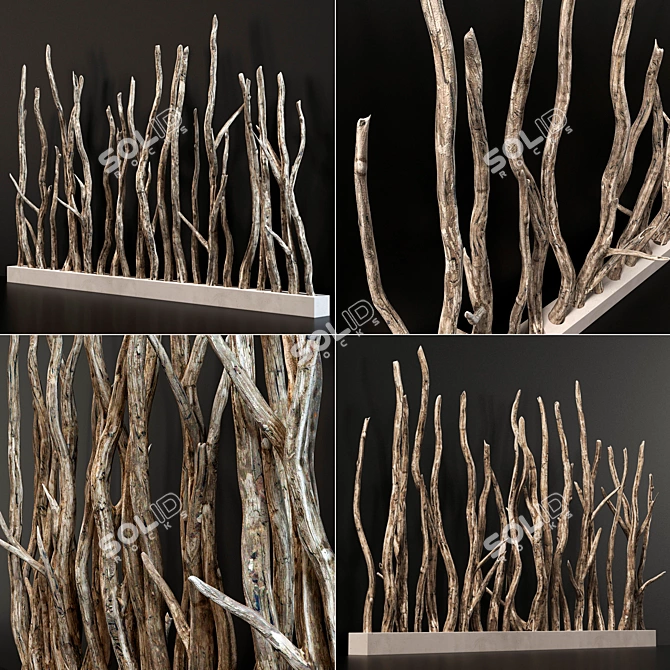 Curved Branch Planter Wall Décor 3D model image 2