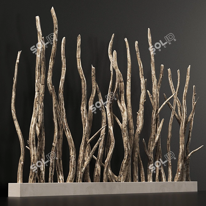 Curved Branch Planter Wall Décor 3D model image 3