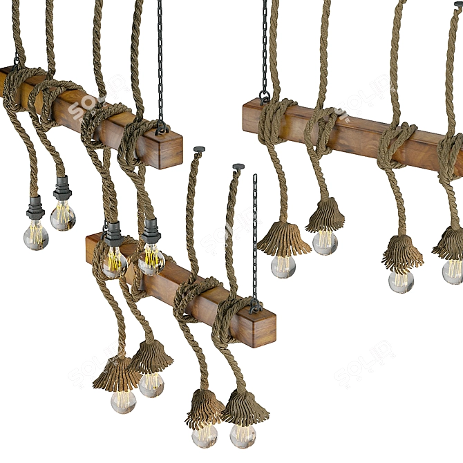 Industrial Edison Pendant Chandelier 3D model image 1