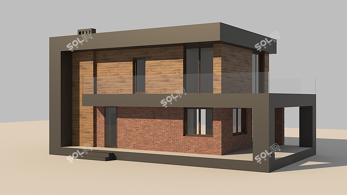 Modern Tech Cottage 3D model image 1