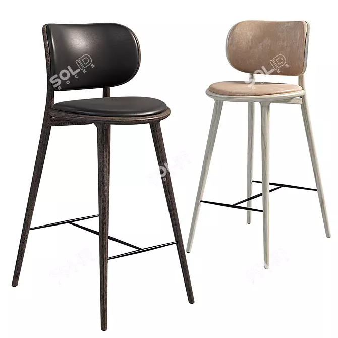 ErgoStool: Comfortable High Stool with Backrest 3D model image 1