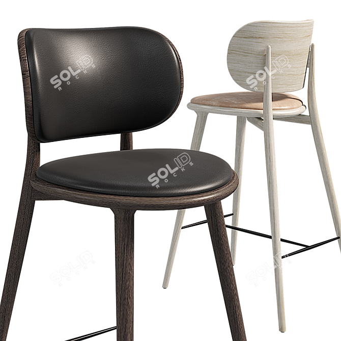 ErgoStool: Comfortable High Stool with Backrest 3D model image 2