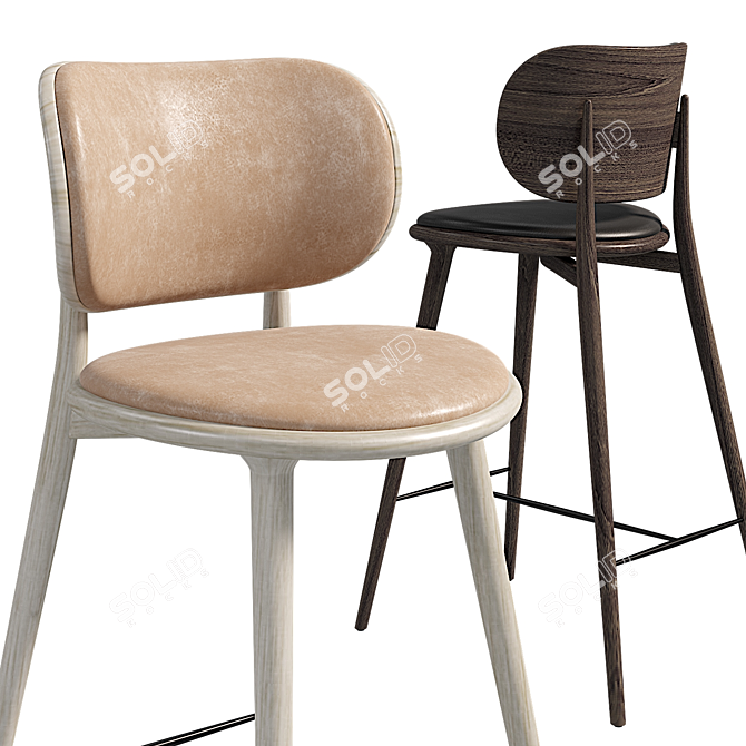 ErgoStool: Comfortable High Stool with Backrest 3D model image 3