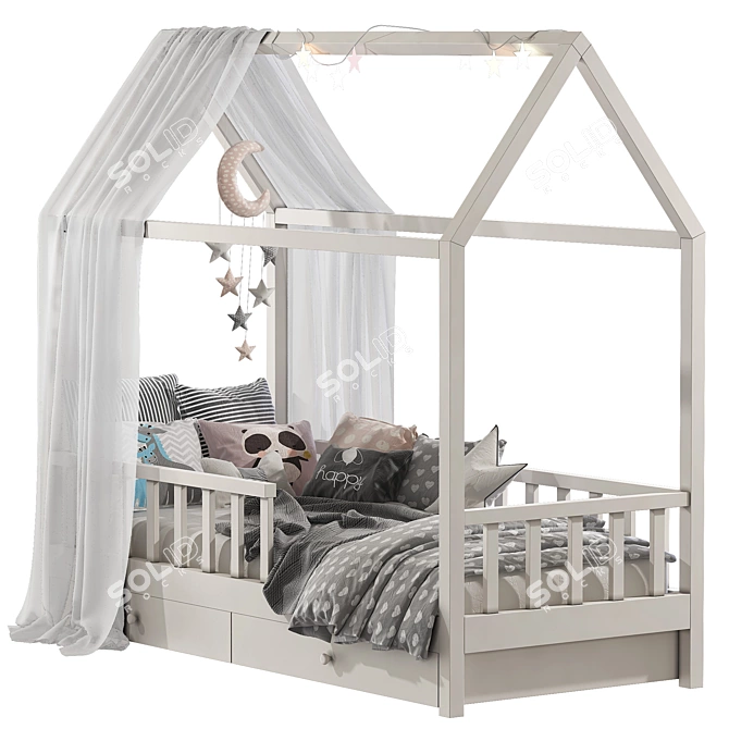 Kids Bed with 7 Columns 3D model image 2