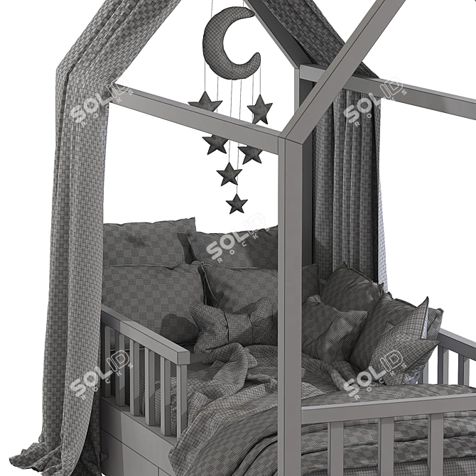 Kids Bed with 7 Columns 3D model image 5