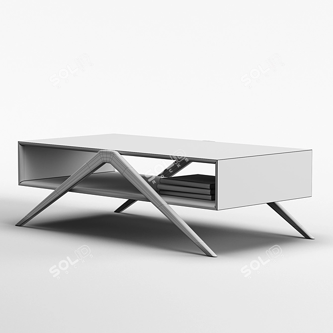 Elegant Walnut Rectangle Coffee Table 3D model image 2