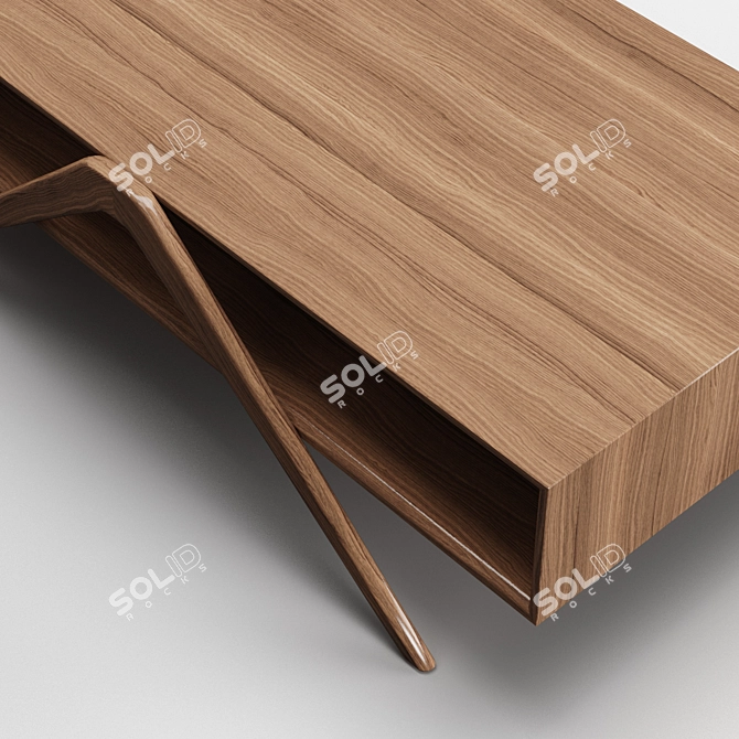 Elegant Walnut Rectangle Coffee Table 3D model image 6