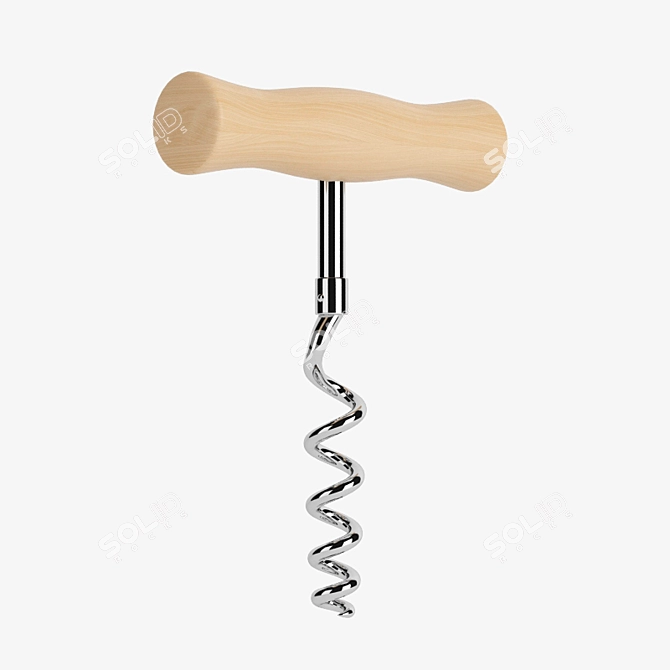 Rustic Wood Corkscrew 3D model image 4