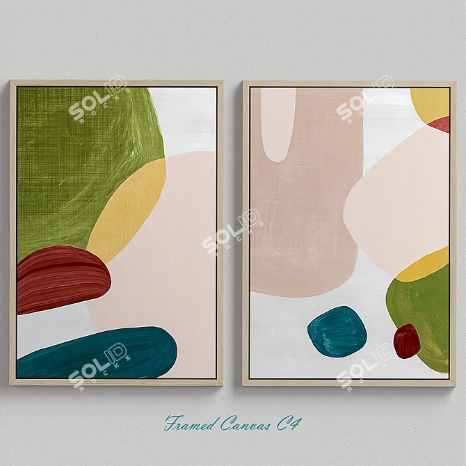 Elegant Framed Canvas Set 3D model image 1