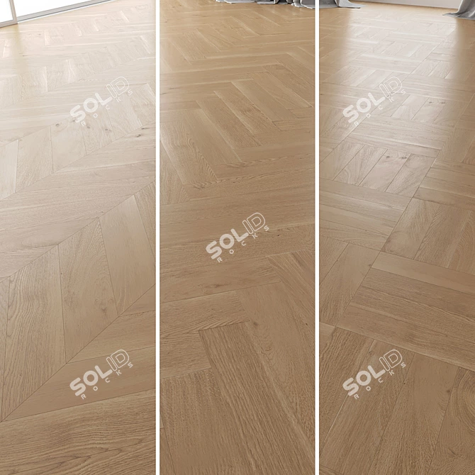 Natural Oak Parquet Set - 4pcs 3D model image 1