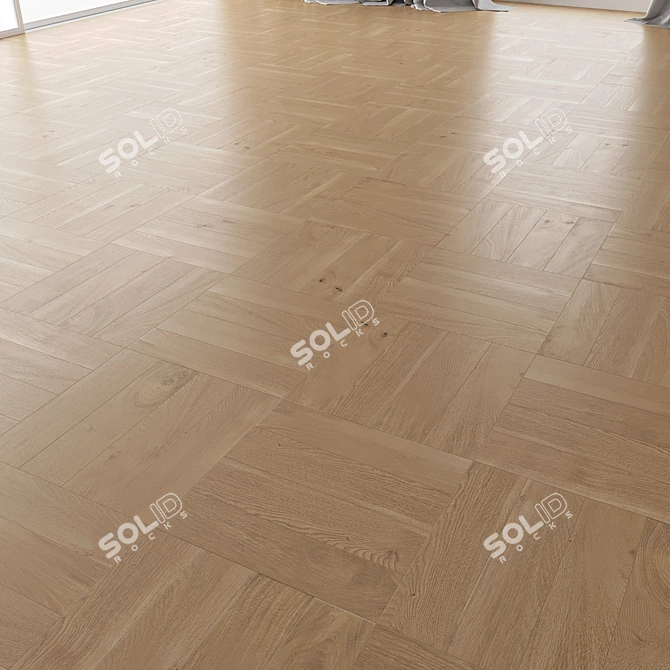 Natural Oak Parquet Set - 4pcs 3D model image 2