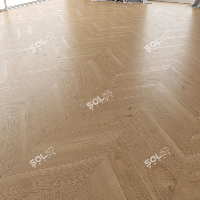 Natural Oak Parquet Set - 4pcs 3D model image 3