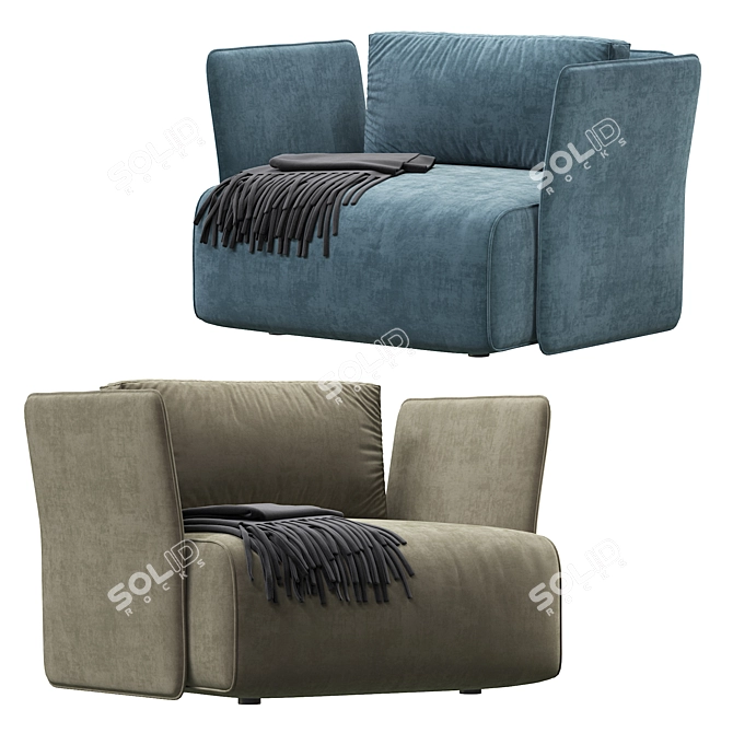 Ergonomic Solidity: Smuk Armchair 3D model image 6