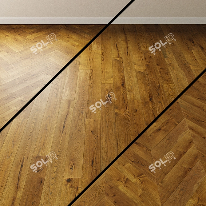 Amber Oak Chevron Parquet 3D model image 1