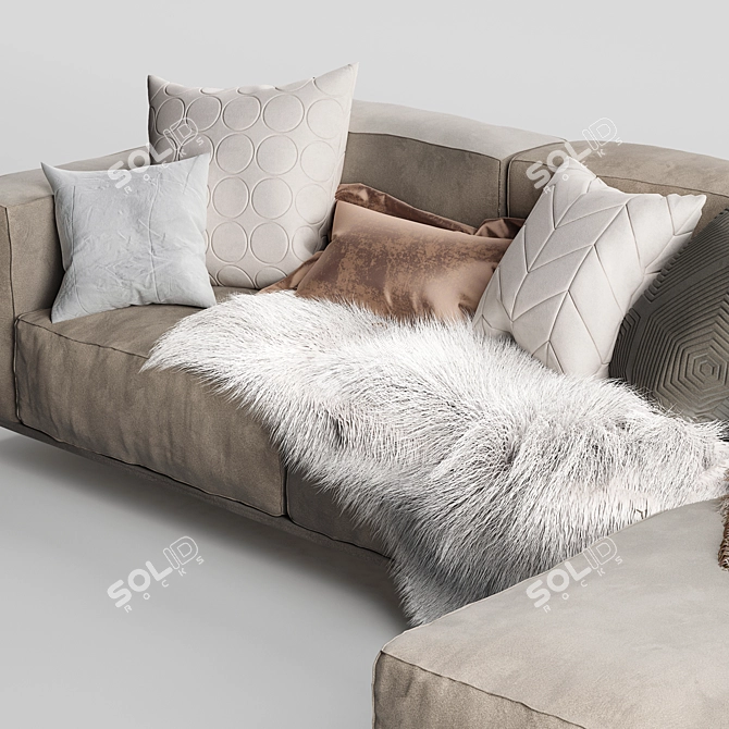 Sophie Modern Leather Corner Sofa 3D model image 1